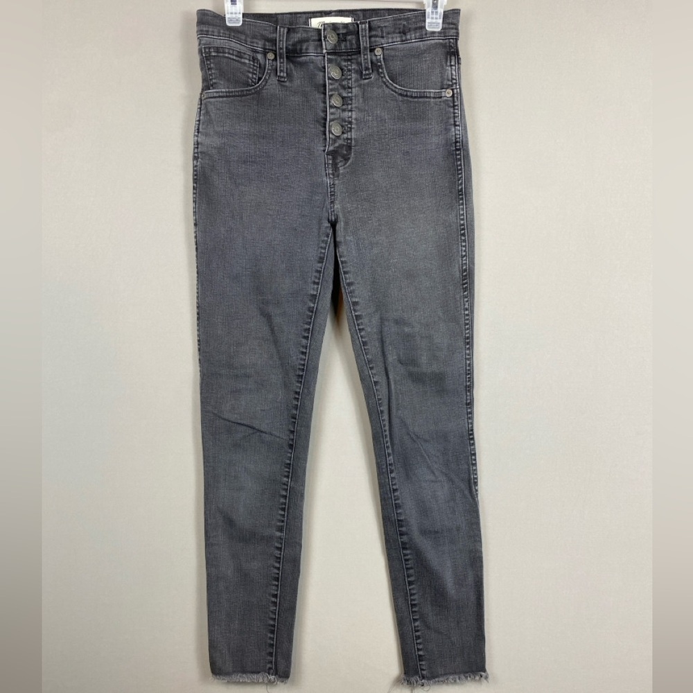 Madewell 10" High Rise Skinny Jeans Charcoal Gray Denim Size 27